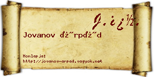Jovanov Árpád névjegykártya